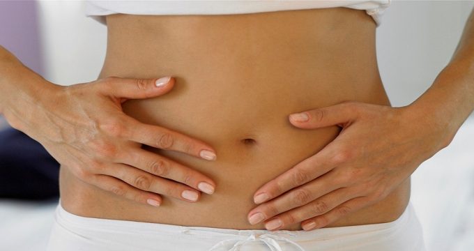 Woman with stomachache