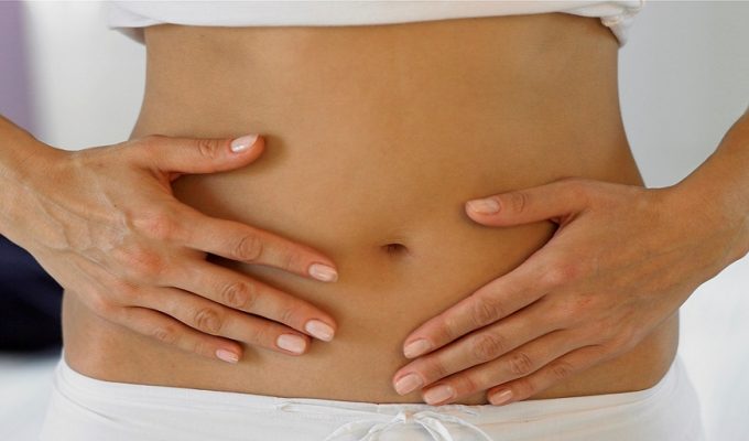 Woman with stomachache